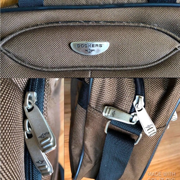 DOCKERS 15" Duffel Bag CarryOn Overnight Weekend Canvas Travel Tote BROWN UNISEX - Picture 4 of 16